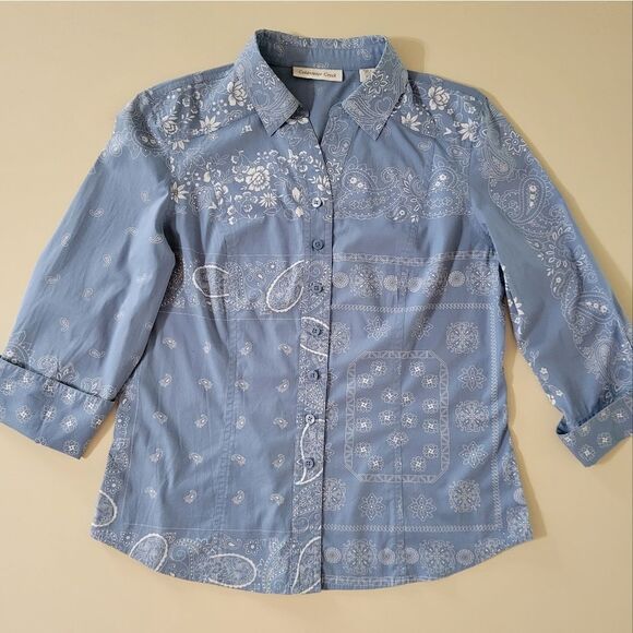 Coldwater Creek Women's Paisley and Floral Button-Down Shirt - Picture 1 of 12